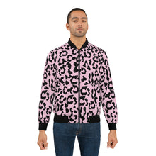 Load image into Gallery viewer, Men&#39;s AOP Bomber Jacket - Leopard Camouflage - Baby Pink - Black
