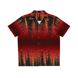 Men's Hawaiian Shirt (AOP) - Red Night Sky with Stars
