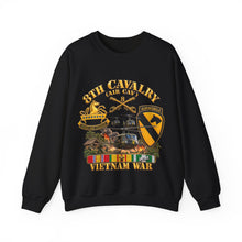 Load image into Gallery viewer, Crewneck Sweatshirt - Army - 8th Cavalry (Air Cav) - 1st Cav Division w VN SVC - 3D - Enhanced
