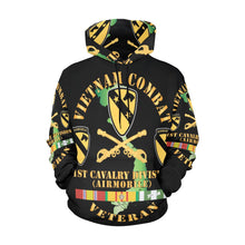 Load image into Gallery viewer, Men&#39;s All Over Print Hoodie (USA Size) (Model H13) - Vietnam Combat Veteran w 1st Cav DUI X 300
