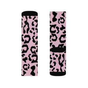 Sublimation Socks - Leopard Camouflage - Baby Pink - Black