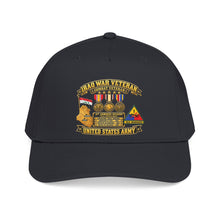 Load image into Gallery viewer, Mid Profile Baseball Cap - Army - Iraq War Veteran - Ribbon Bar - Map - SSI - 1st Armored Division - 3D - Enhanced
