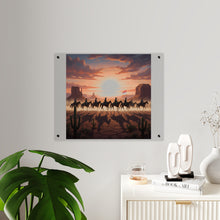 Load image into Gallery viewer, Acrylic Wall Art Panel - 10th Cavalry on Patrol in the sunset w 10th Cav Guidon
