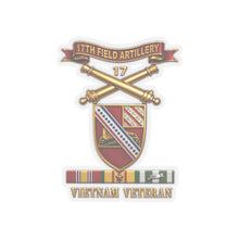 Load image into Gallery viewer, Kiss-Cut Stickers - Army - 17th Field Artillery w Br - Ribbon, Vietnam Veteran w VN SVC - 3D - Enhanced
