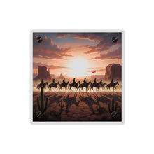 Load image into Gallery viewer, Acrylic Wall Art Panel - 10th Cavalry on Patrol in the sunset w 10th Cav Guidon

