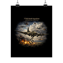 Load image into Gallery viewer, 775th Bomb Squadron Matte Poster — 'Bomb Run' Vintage WWII Aviation Print
