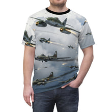 Load image into Gallery viewer, AOP Unisex Tee - German jet fighters - Messerschmitt Me 262 - Attacking US Bomber Formations - Combat Box
