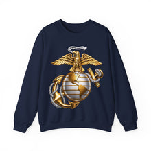 Load image into Gallery viewer, Crewneck Sweatshirt — Gold Eagle Globe &amp; Anchor Graphic (Semper Fidelis)
