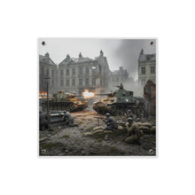 Load image into Gallery viewer, Acrylic Wall Art Panel - US Tank Destroyer - M10 Wolverine Battles a German Panzer Tank
