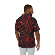 Load image into Gallery viewer, Men's Hawaiian Camp Shirt — Bold zebra stripe in fiery red
