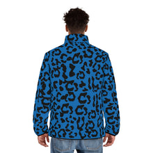 Load image into Gallery viewer, Men&#39;s Puffer Jacket (AOP) - Leopard Camouflage - Blue-Black
