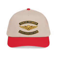 Load image into Gallery viewer, Mid Profile Baseball Cap - USCG - Aviation Rescue Swimmer w txt - 3D - Enhanced
