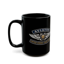 Load image into Gallery viewer, Black Mug  (15oz) - USCG - Aviator Badge - Auxiliary w txt - 3D - Enhanced
