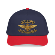 Load image into Gallery viewer, Mid Profile Baseball Cap - USCG - Aviator Badge w txt - 3D - Enhanced
