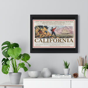 Premium Framed Horizontal Poster -  Set Sail for CALIFORNIA - California Gold