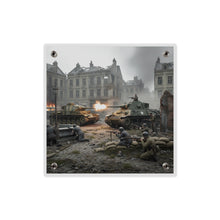 Load image into Gallery viewer, Acrylic Wall Art Panel - US Tank Destroyer - M10 Wolverine Battles a German Panzer Tank
