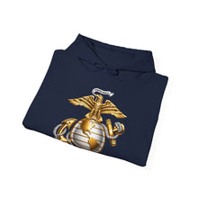 Load image into Gallery viewer, Marine Corps Emblem Hoodie – USMC Eagle Globe Anchor Sweatshirt
