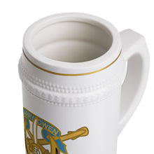 Load image into Gallery viewer, Classic Ceramic Beer Stein Mug, White Porcelain Stein with Gold Trim | German-Style Tankard - Army - 7th Cavalry Regiment w Br - Ribbon
