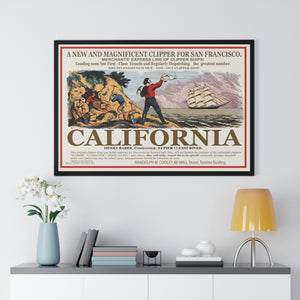 Premium Framed Horizontal Poster -  Set Sail for CALIFORNIA - California Gold