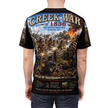 Load image into Gallery viewer, Creek War (1836) Tribute Tee - "A Struggle for Land, Sovereignty and Survival on the Southeastern Frontier"
