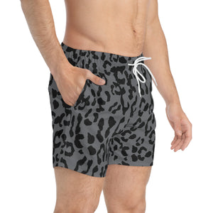 Swim Trunks - Leopard Camouflage - Battleship Color