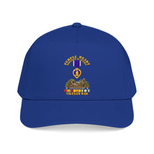Load image into Gallery viewer, Mid Profile Baseball Cap - Vietnam War Purple Heart Medal w VN SVC - with Vietnam Scene - 3D - Transparent
