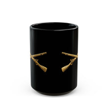 Load image into Gallery viewer, Black Mug  (15oz) - Army - Infantry Branch Insignia - no text - Gold - 3D - Enhanced
