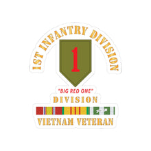 Load image into Gallery viewer, Kiss-Cut Stickers - Army - SSI - 1st Infantry Division - Big Red One - Vietnam Veteran w VN SVC Bar X 300
