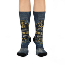 Load image into Gallery viewer, Proud to Serve Cushioned Crew Socks – Navy
