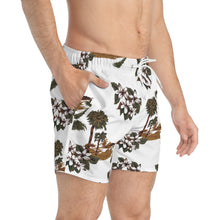 Load image into Gallery viewer, Swim Trunks (AOP) - White - Flowers and Palms
