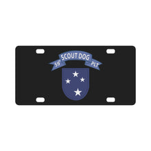 Load image into Gallery viewer, Army - 59th Infantry Scout Dog Platoon - Blue Tab w 23rd Infantry Div SSI X 300 Classic License Plate
