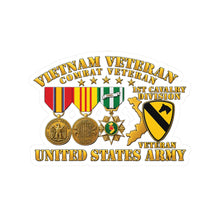 Load image into Gallery viewer, Kiss-Cut Stickers - Army - Vietnam  Vet - w Medals - VN - 1st Cav Division - 3D - Enhanced
