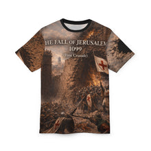 Load image into Gallery viewer, All-Over Print Tee — "The Fall of Jerusalem 1099" First Crusade Design
