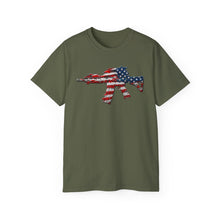 Load image into Gallery viewer, Unisex Ultra Cotton Tee - 3D American Flag Rifle

