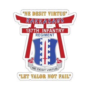 Kiss-Cut Stickers - Army - 187th Infantry Regiment - Torii, Rakkasans, Let Valor Not Fail, English, Latin X 300