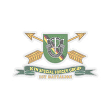 Load image into Gallery viewer, Kiss-Cut Stickers - Army - 1st Battalion, 10th Special Forces Group - Flash w Br - Ribbon X 300
