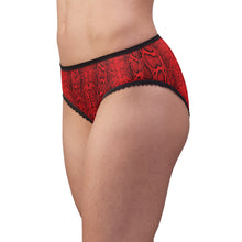 Load image into Gallery viewer, Stylish Women's Briefs with Snake Print, Trendy Underwear, High Waist Briefs, Comfortable Lingerie - Black and White Snake Skin - Red
