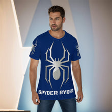 Load image into Gallery viewer, All-Over Print Men&#39;s O-Neck T-Shirt - Spyder Ryder - Three Wheel Motion - Royal Dark Blue
