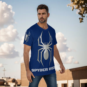 All-Over Print Men's O-Neck T-Shirt - Spyder Ryder - Three Wheel Motion - Royal Dark Blue