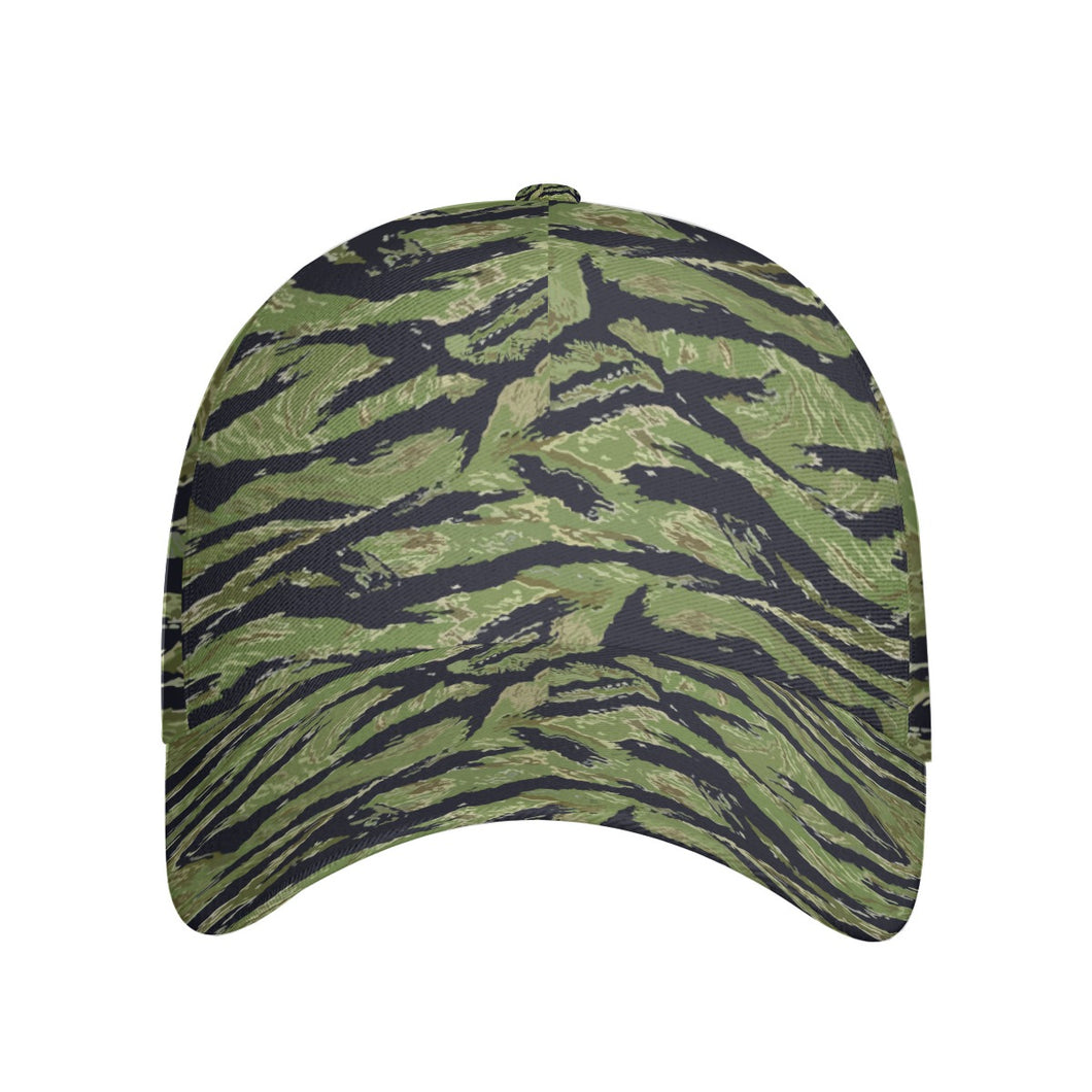 All-Over Print Peaked Tiger Stripe Camouflage Cap