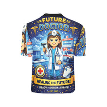 Load image into Gallery viewer, Little Kids' All Over Print Crew Neck T-Shirt - Young Patriot - Future Doctor - Female
