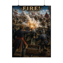 Load image into Gallery viewer, Matte Poster - Union Battery - Lt Alonzo Cushing - 3 July 1963 Tribute Tee - Gettysburg, PA, "FIRE!"

