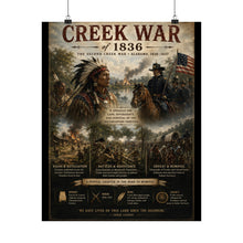 Load image into Gallery viewer, Creek War (1836) Tribute Matte Poster - "A Struggle for Land, Sovereignty and Survival on the Southeastern Frontier"
