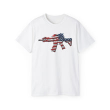 Load image into Gallery viewer, Unisex Ultra Cotton Tee - 3D American Flag Rifle
