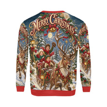 Load image into Gallery viewer, Victorian Christmas Reindeer Sleigh Ride Men's All Over Print Fuzzy Sweatshirt | Ships from USA
