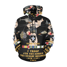 Load image into Gallery viewer, Army - Korea Map - 2nd Infantry Div - C Trp, 4th Sqdr, 7th Cav (Air Cav) w AC - SVC X 300 Men's All Over Print Hoodie (USA Size) (Model H13)
