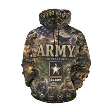 Load image into Gallery viewer, AOP Hoodie - US Army - This We'll Defend Tribute Tee — US Army Careers Men's All Over Print Hoodie (USA Size) (Model H13)
