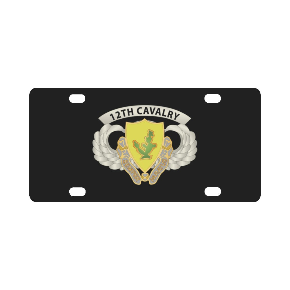 Army - Airborne Badge - 12th Cavalry Airborne - SSI w 12th Cav X 300 Classic License Plate