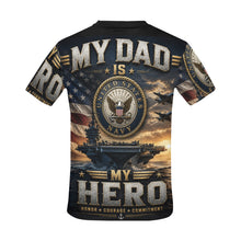 Load image into Gallery viewer, My dad is my Hero - Navy Men's All Over Print Crew Neck T-Shirt
