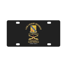 Load image into Gallery viewer, Army - 14th Cavalry Regiment w Cav Br - 1st Squadron - Operation Iraqi Freedom - 2006-2007 - Red Txt Classic License Plate

